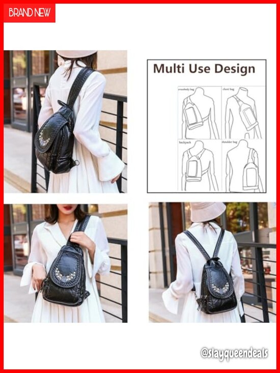 Mini Backpack Purse for Women, Soft Washed PU Leather, Small Waterproof Fashion main image 5